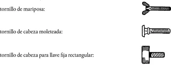 tipos de tornillos con cabeza